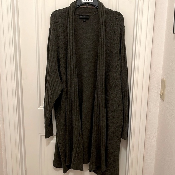 Lane Bryant Shawl neck cable knit open front cardigan women’s 26/28 dark green‎ - Picture 1 of 14